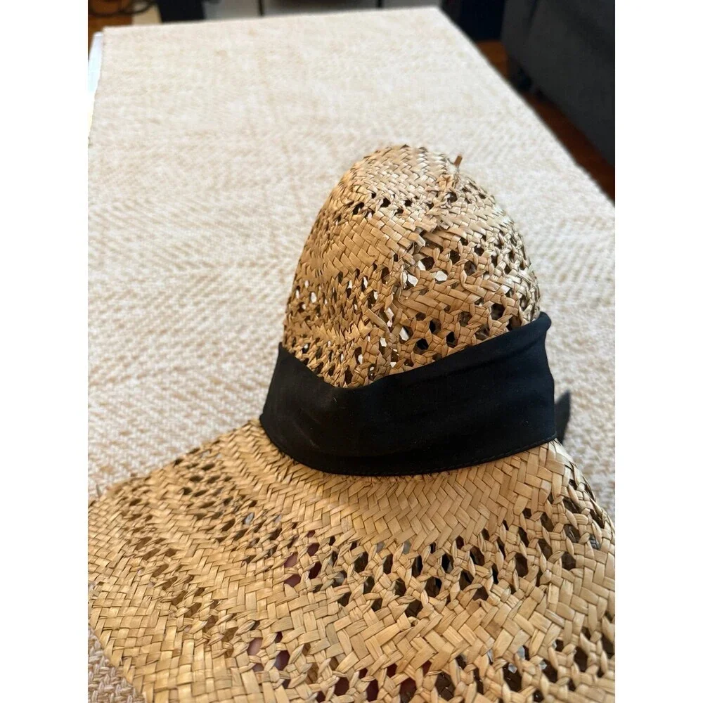 Woven Straw Sun Hat with Black Ribbon Bow